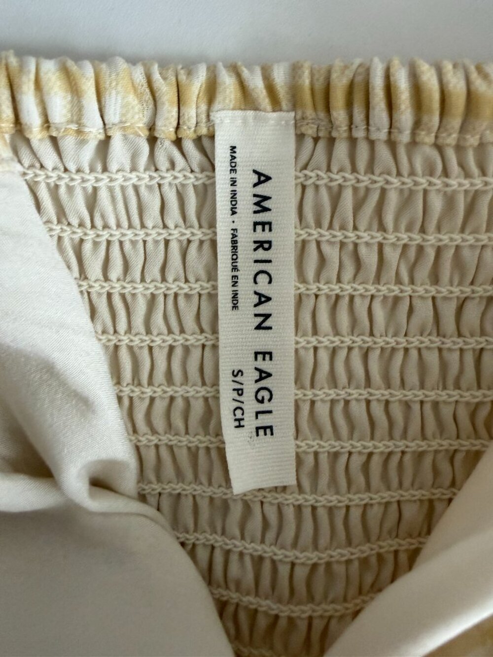 AE corset peplum yellow cream gingham cropped blouse small - Picture 5 of 6